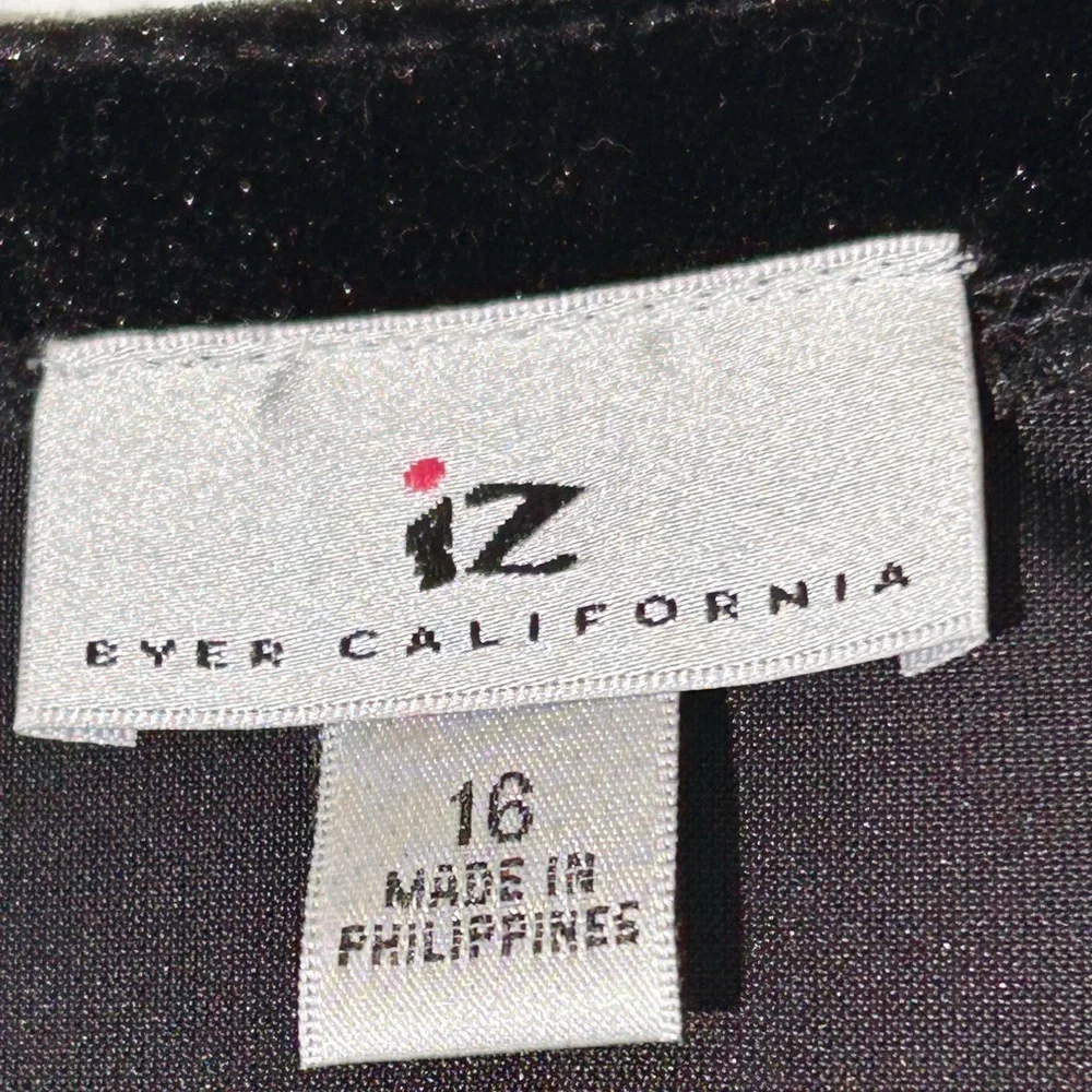 Girls Size 16 IZ Byer black velvet white satin glittery holiday dress vintage